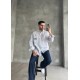 Beyaz Daily Nakışlı Çizgili Oversize Gömlek Beyaz Daily Nakışlı Çizgili Oversize Gömlek