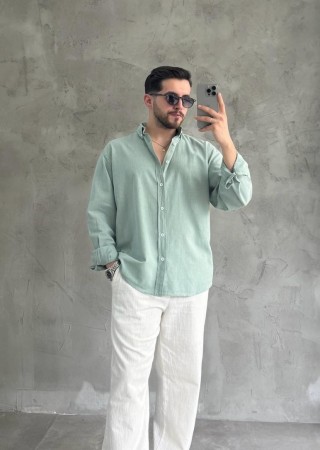 Giesto Mint Yeşil Fresh Keten Gömlek