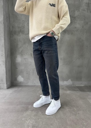 Koyu Mavi Yıkamalı Boyfriend jean