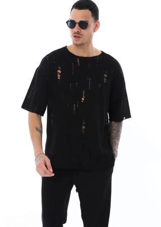 OVERSIZE YIRTIK DETAYLI T-SHIRT OVERSIZE YIRTIK DETAYLI T-SHIRT