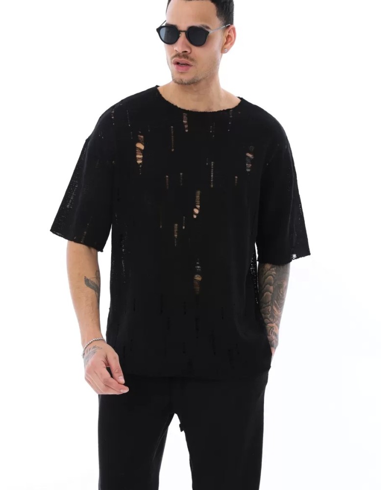 OVERSIZE YIRTIK DETAYLI T-SHIRT OVERSIZE YIRTIK DETAYLI T-SHIRT