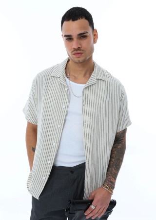 OVERSIZE İNCE ÇİZGİLİ GÖMLEK