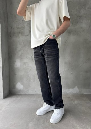 Siyah Dikiş Detaylı Baggy Jean