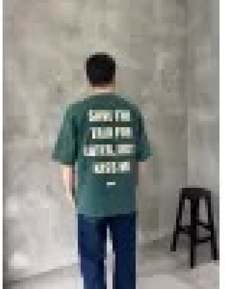 Yeşil Yıkamalı Nakış Detaylı Oversize T-Shirt Yeşil Yıkamalı Nakış Detaylı Oversize T-Shirt