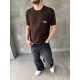 Kahve Los Angeles Nakışlı Triko T-Shirt Kahve Los Angeles Nakışlı Triko T-Shirt