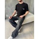 Siyah Los Angeles Nakışlı Triko T-Shirt Siyah Los Angeles Nakışlı Triko T-Shirt