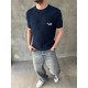 Lacivert Los Angeles Nakışlı Triko T-Shirt