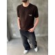 Kahve Los Angeles Nakışlı Triko T-Shirt Kahve Los Angeles Nakışlı Triko T-Shirt