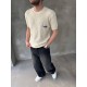 Krem Los Angeles Nakışlı Triko T-Shirt