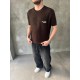 Kahve Los Angeles Nakışlı Triko T-Shirt Kahve Los Angeles Nakışlı Triko T-Shirt