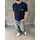 Lacivert Los Angeles Nakışlı Triko T-Shirt